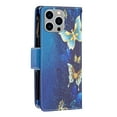 thumbnail image 5 of for iPhone 16 Pro Max Zipper Wallet Case with Credit Card Slots, Floral Flower Pattern PU Leather Flip Cover for Women Girls, Wrist Hand Strap Kickstand Magnetic Clasp Case, Blue Butterfly, 5 of 8