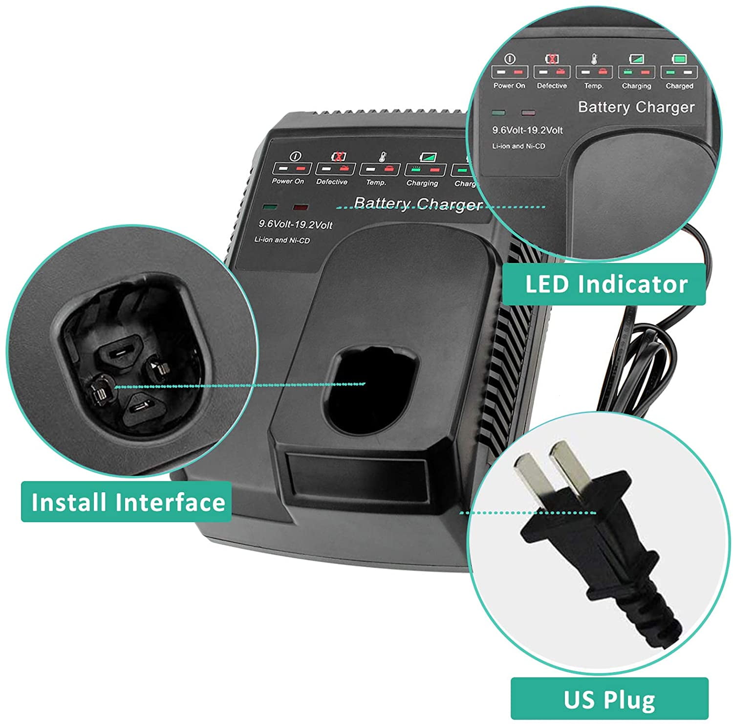 Craftsman 19.2V C3 Charger, Replacement for Lithium-Ion NiCD Craftsman 19.2V C3 Charger, Replacement for Lithium-Ion NiCD