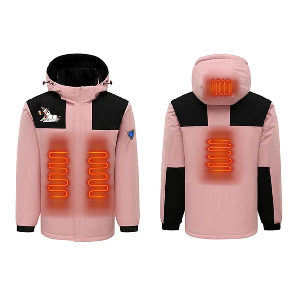 Chaquetas y abrigos de piel sintética con capucha y manga larga, con calefacción inteligente por USB, temperatura constante, resistente al viento, talla grande, para hombre y mujer, invierno, 4 unidad