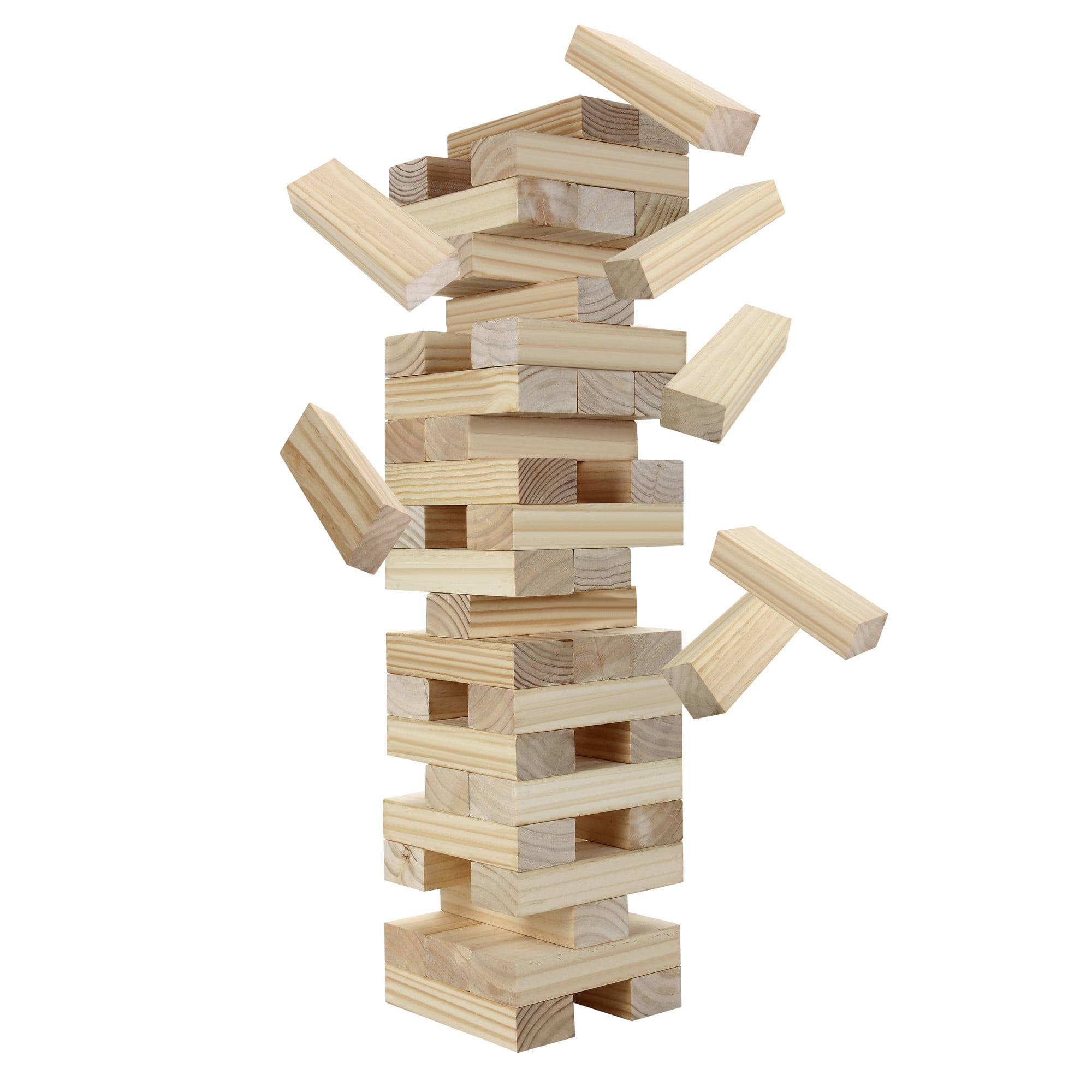 Hathaway Block Out Wood Toppling Tower Stacking / Collapsing Set with Rip-Resistant Bag, 54 Handcrafted Pine Blocks