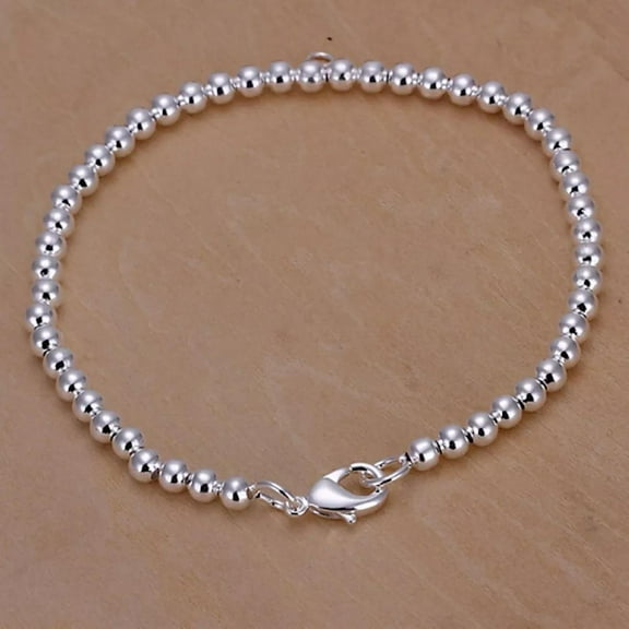 Women's Mens Unisex 925 Sterling Silver Bracelet Size 8 Inches 4MM lobster L25