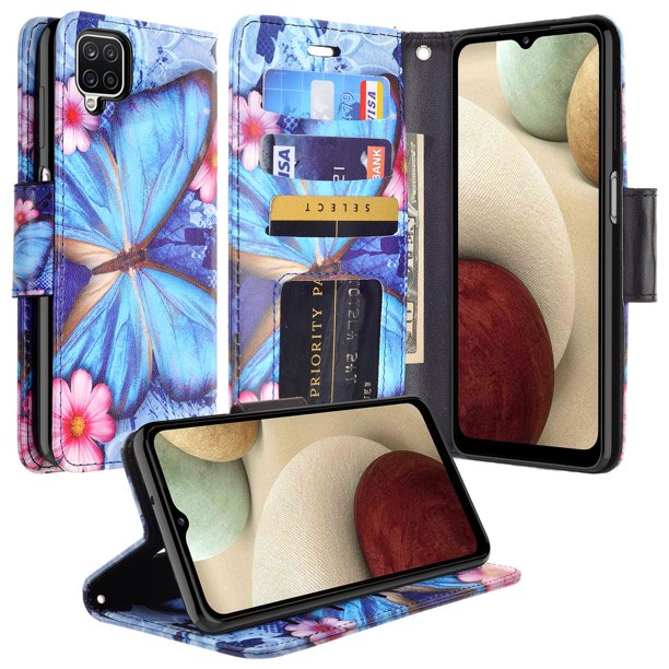 Case For Samsung Galaxy A12 Leather Flip Pouch Wallet Case Cover Folio Kickstand For Girls