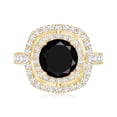 thumbnail image 5 of Rosec Jewels Certified Lab Grown Black Diamond Engagement Ring with Double Halo - Black and White Ring for Women - AAAA Quality, 10K Yellow Gold, US 3.50, 5 of 9