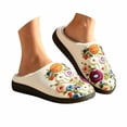 thumbnail image 2 of Flower Women Men Memory Foam Fuzzy Slippers Warm Indoor Outdoor House Shoes, 2 of 9