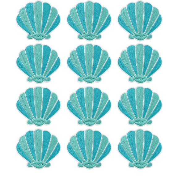 12‑Pack Ocean Shell Iron‑On Patches, Decorative Seashell Applique Patches for Clothing, Jackets, Jeans, Hats and Bags DIY Embellishment