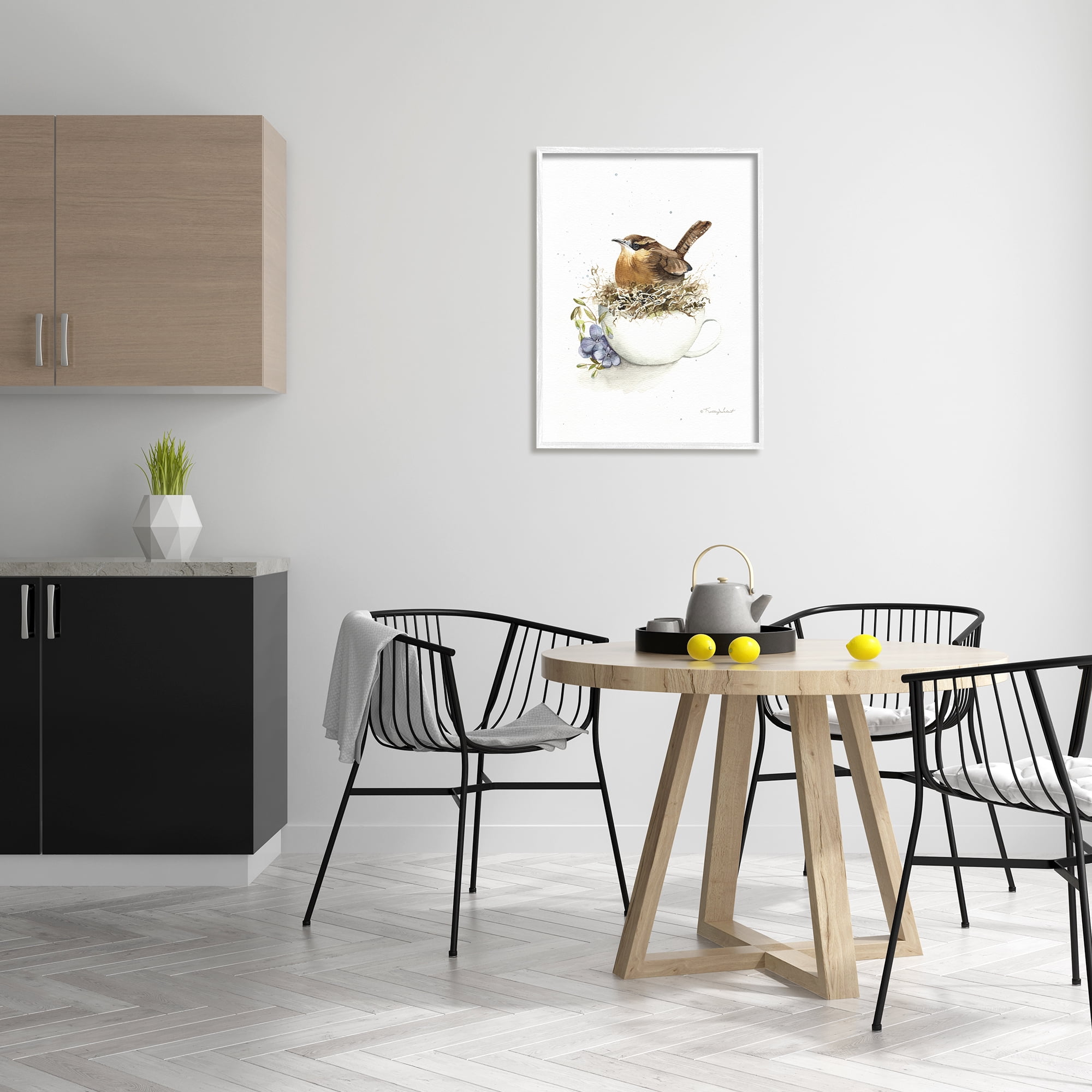 Stupell Industries Bird Nest in Teacup Animals & Insects Painting White Framed Art Print Wall Art, 24 x 30