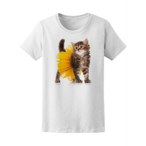 Fluffy Kitten Posing In Tutu T-Shirt Women -Image by Shutterstock, Female x-Large