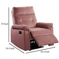 thumbnail image 5 of Jessy Manual Recliner Chair, Tufted Cushioned Rose Pink Velvet, 5 of 6