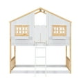 thumbnail image 6 of Bellemave House Bunk Bed Twin Over Twin, Wood Floor Bunk Bed Frame with Roof,Window Box & Small Door for Bedroom (Natural+White), 6 of 9
