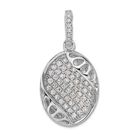 925 Sterling Silver Polished and Cubic Zirconia Pendant Necklace 27x13.8mm Wide Pendant for Women
