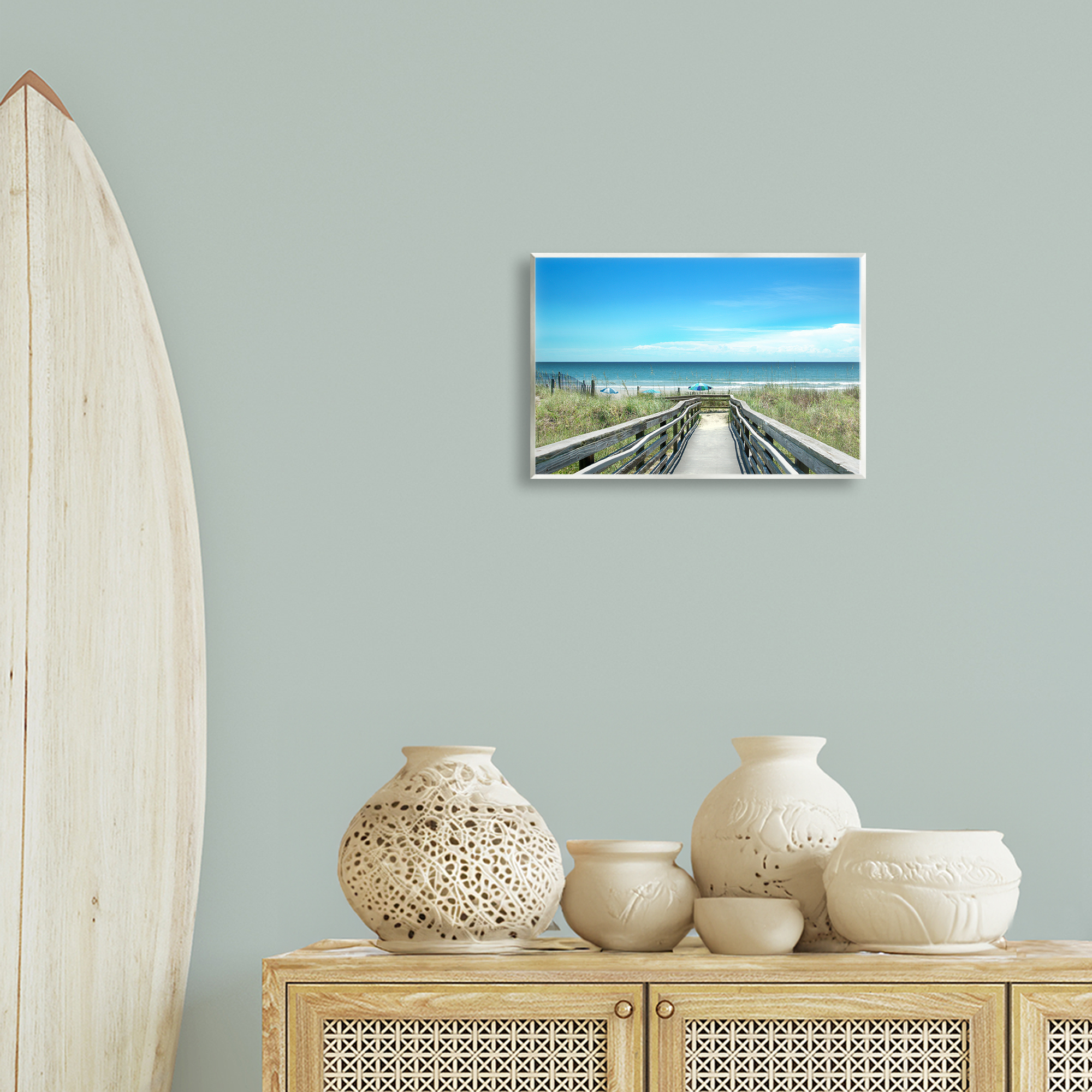 Stupell Industries Bridge to Beach View Landscape Photography Unframed Art Print Wall Art, 15 x 10