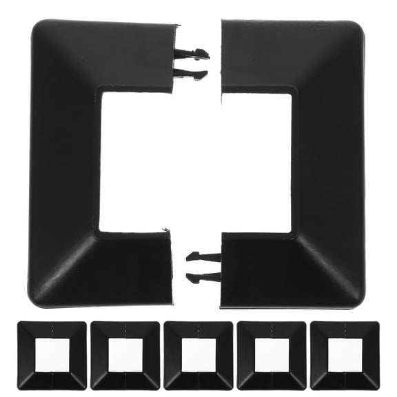 IBASETOY 6Pcs Black Post Base Cover Skirt for Porch Deck Fence Easy Installation Split Design
