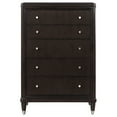 thumbnail image 2 of Amber Tall Dresser Chest, 5 Drawers, Metal Knobs, Tapered Legs, Brown Wood, 2 of 6