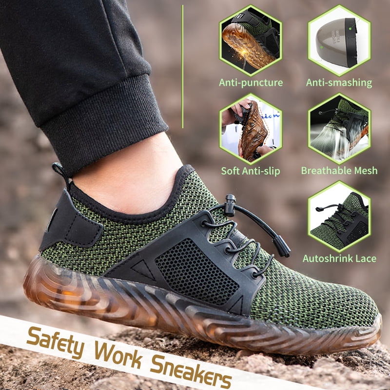 New Men's Mesh Non Slip Work Safety Shoes Steel Toe Boot Anti-puncture Sneakers 