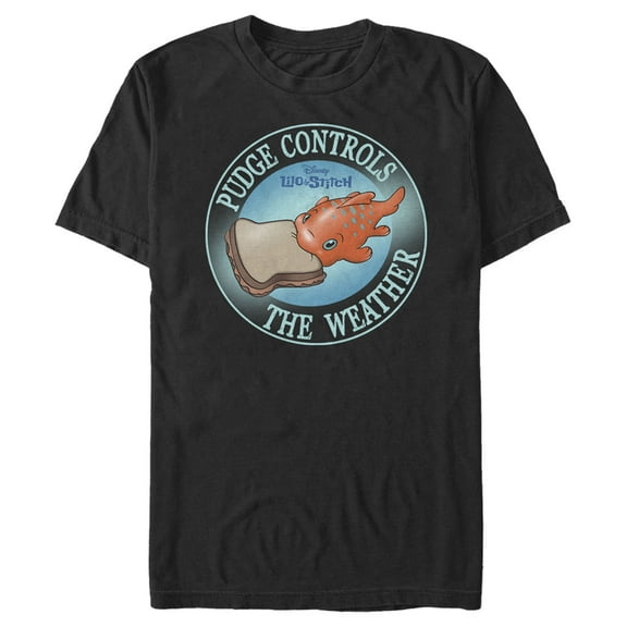 Men's Lilo & Stitch Pudge Controls the Weather Graphic Tee Black Small