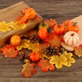 thumbnail image 2 of NKTIER 166Pcs Artificial Pumpkins Decoration Set,Artificial Maple Leaves,Harvest Pumpkin,Small Acorns,Pine Cones Gourds Thanksgiving Halloween Decoration, 2 of 7
