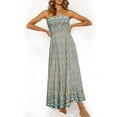thumbnail image 5 of Rovga Women Casual Floral Printing Summer Boho Strapless Sleeveless Ruffle Beach Maxi Tiered Midi Dress Elegant Dailywear, 5 of 7