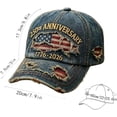 thumbnail image 6 of 250th US Anniversary Distressed Denim Hat, 1776-2026 Embroidered Patriotic Baseball Cap with Adjustable Metal Buckle, 6 of 6