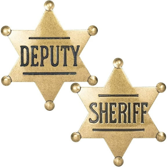 2 Pack Mental Western Sheriff Deputy Badge for Kids Adults Party Favors Supplies, School Carnival Prizes, Party Bag Gift Fillers