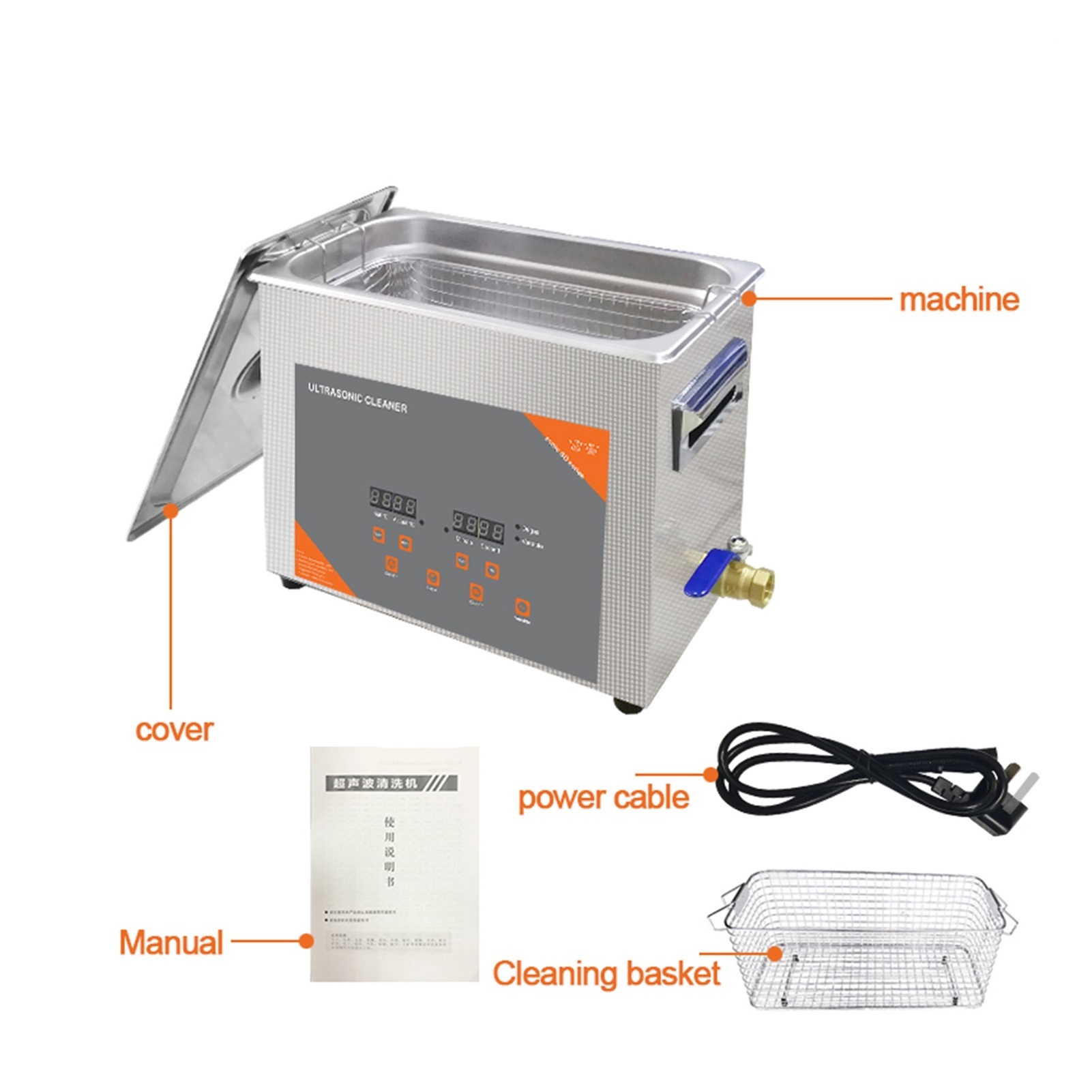 Digital Ultrasonic Cleaner Bath Heated Timer Degas For Vinyl Record Carburetor Injector Brass Auto Parts Engine 6L 180W ,Strong Cleaning