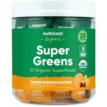 Organic Super Greens (Orange Sunrise Flavored) 20 Stickpacks