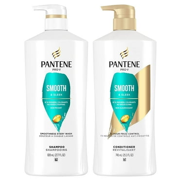 Pantene Shampoo 27.7Oz, Conditioner 25.1 Oz And Hair Treatment 0.5 Oz Set, Smooth And Sleek For 72  Hours Of Lasting Frizz Control, Safe For Color-Treated Hair