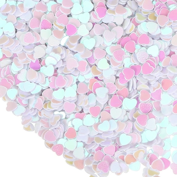 Uxcell 1.94oz(55g) Heart Glitter Confetti, 3mm Art Craft Glitter Holographic Sequins Table Confetti Laser Sequins for Crafts DIY Nail and Party Wedding Festival Decoration, Solid White