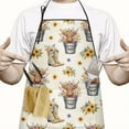 thumbnail image 2 of Beige Highland Cow Bucket Boot Flower Apron-Garden Aprons for Women with Pockets-Cotton Linen Waterproof Kitchen Cooking Gardening Aprons Adjustable for Kitchen,Cooking,BBQ and Salon 33x27 Inch, 2 of 7