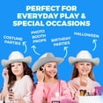 thumbnail image 3 of ​White Felt Cowboy Hats (2-Pack) with Neck Drawstring for Kids' Dress up and Parties, White color​, 3 of 8