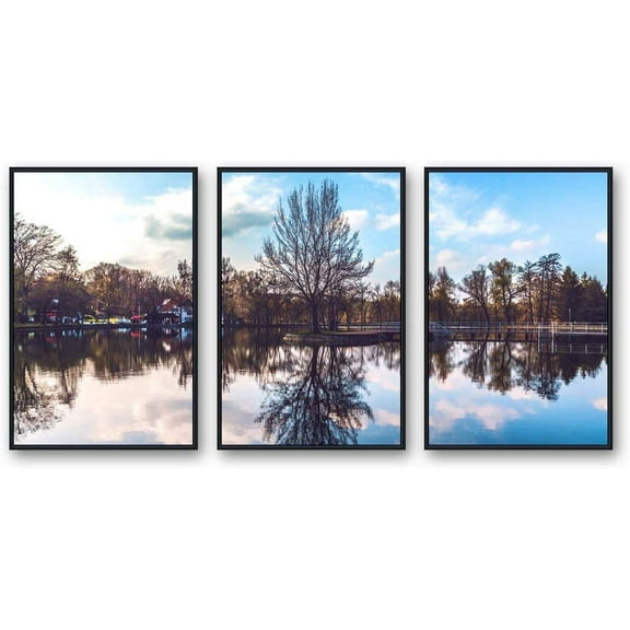 IDEA4WALL Framed Canvas Wall Art for Living Room, Bedroom Beautiful Nature Norway Landscape Canvas Prints for Modern Home Decoration Ready to Hang - 24"x36"x3 Panels