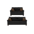 thumbnail image 4 of LiviNest Black Leather 2pc Sofa Set - Modern Style Upholstered Furniture With Loveseat - Contemporary Living Room Seating For Small Apartments & Urban Spaces, 4 of 6