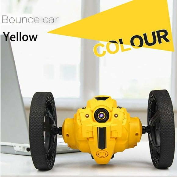 Partheme Novelty Toys 1 Counts 2.4G 2MP WiFi FPV Camera RC Jumping Car Jump High Stunt Car RC Bounce Car Toy Yellow