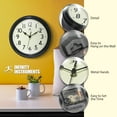 thumbnail image 5 of Infinity Instruments Nostalgic Plastic 9.5" Business/Office Indoor Wall Clock with Silent Movement, Black, 5 of 6