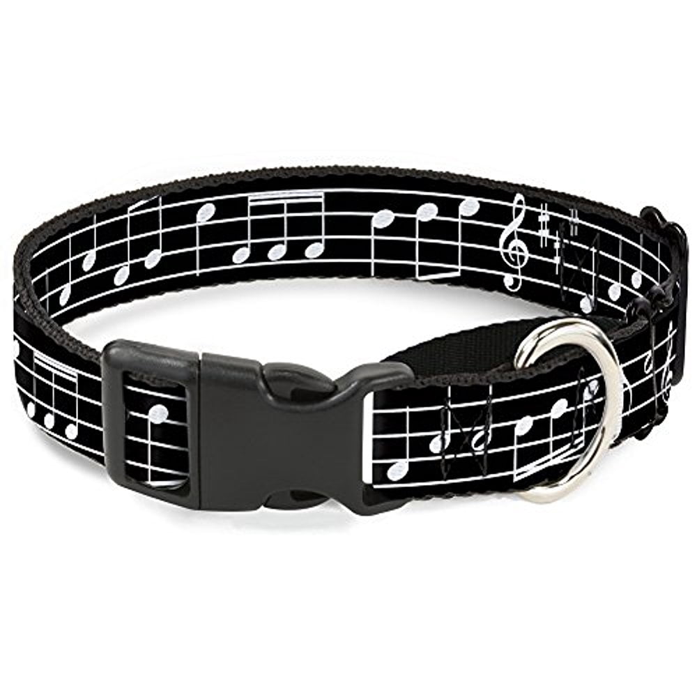 Buckle-Down Martingale Dog Collar - Music Notes Black White - 1" Wide - Fits 15-26" Neck Size - Large