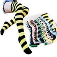 thumbnail image 2 of Stockings Color Block Striped Women Over The Knee Thigh High Socks for Christmas, 2 of 11
