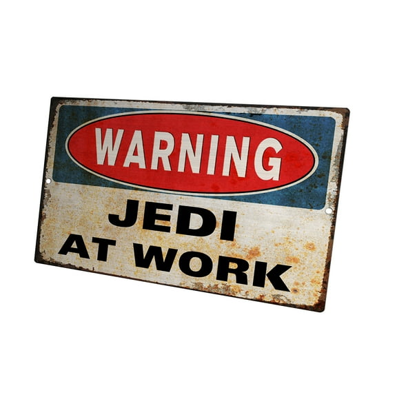 KuzmarK Novelty Funny Wall Plaque Sign - Warning Jedi At Work