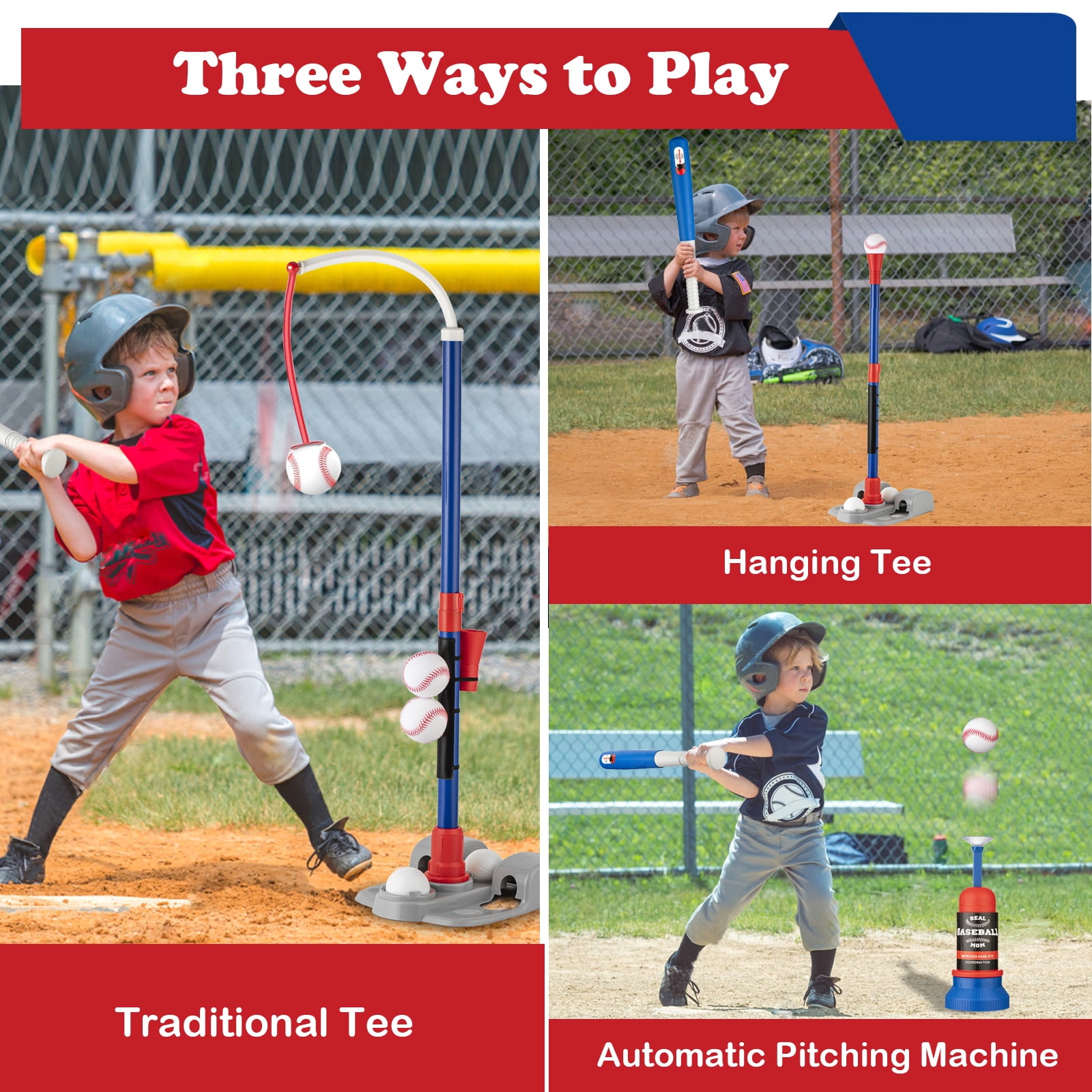 Adjustable T-Ball Set for Kids 3-8 | Outdoor Baseball Toy with Bat, Ball & Tee | Sports Gift for Toddlers & Boys in Backyards
