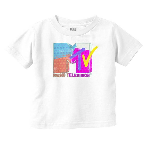 Retro MTV Color Block Stamps Logo Toddler Boy Girl T Shirt Infant Toddler Brisco Brands 6M