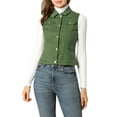 thumbnail image 6 of INSPIRE CHIC Women's Washed Denim Button Sleeveless Vest Jacket with Pockets S Olive Green, 6 of 7