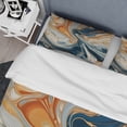 thumbnail image 4 of Designart "Aqua Symphony Teal Orange Expression" Abstract Bedding Covert Set - Modern Teal Transitional Bed Set With 2 Shams, 4 of 6