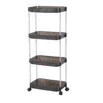 YIKA Large Floor Shelving Unit 4-Tier Mobile Storage Cart on Wheels Adjustable Tier Shelves Rolling Utility Cart Wheels for Kitchen Bathroom Office Living Room Storage Rack Organizer Cart