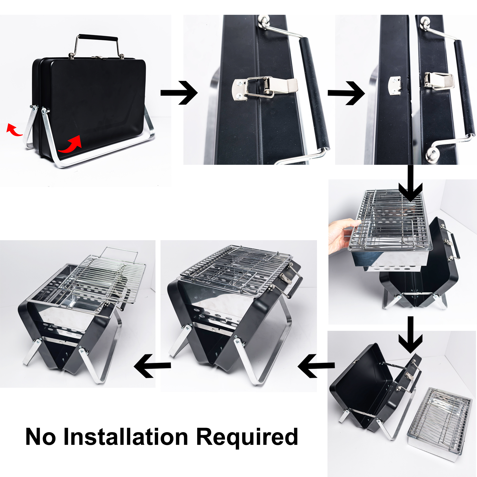 Portable Camping Charcoal Grill, Folding Stainless Steel Stove for Outdoor Cooking BBQ Camping Hiking Picnic Backpacking