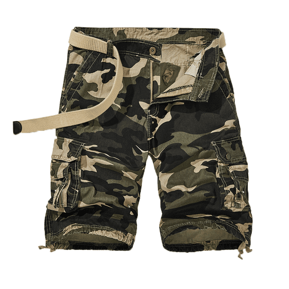 Men's 100% Cotton Camo Cargo Shorts, Multi Pockets Relaxed Fit Tactical Casual Shorts Without Belt