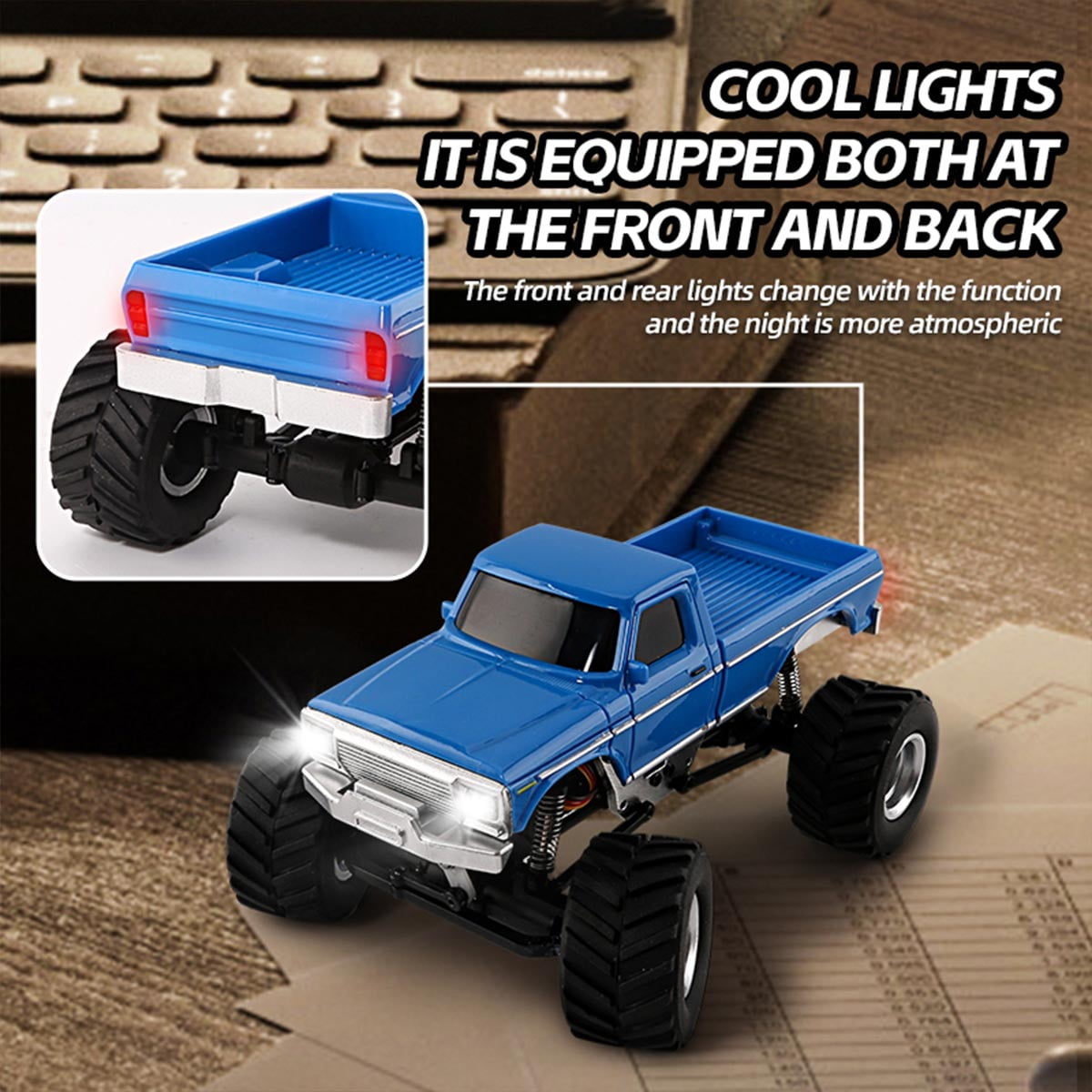 RC Off-Road Rock Crawler, 1/36 Scale 2.4G 4WD Full Proportional RC Climbing Car Model with Realistic LED Lights, Long Battery Life, RTR Hobby Collectible Model for Adults Hobbyists (Blue)