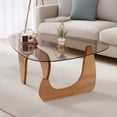 thumbnail image 3 of Modern Glass Coffee Table with Tempered Glass Top & Wood Base, Reception Office Tables, Minimalist Side Table for Living Room Bedroom, 3 of 9
