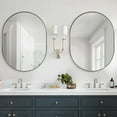 thumbnail image 5 of ANDY STAR Brushed Nickel Mirror Bathroom, 30x40 Oval Mirror Nickel, Nickel Pill Shaped Mirror in Premium Stainless Steel Metal Frame 1”Deep Wall Mounted Horizontal/Vertical, 5 of 7