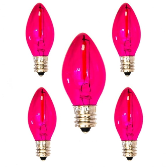 EZLS Pink Transparent C7 LED Filament Replacement Bulbs, 5 Pack