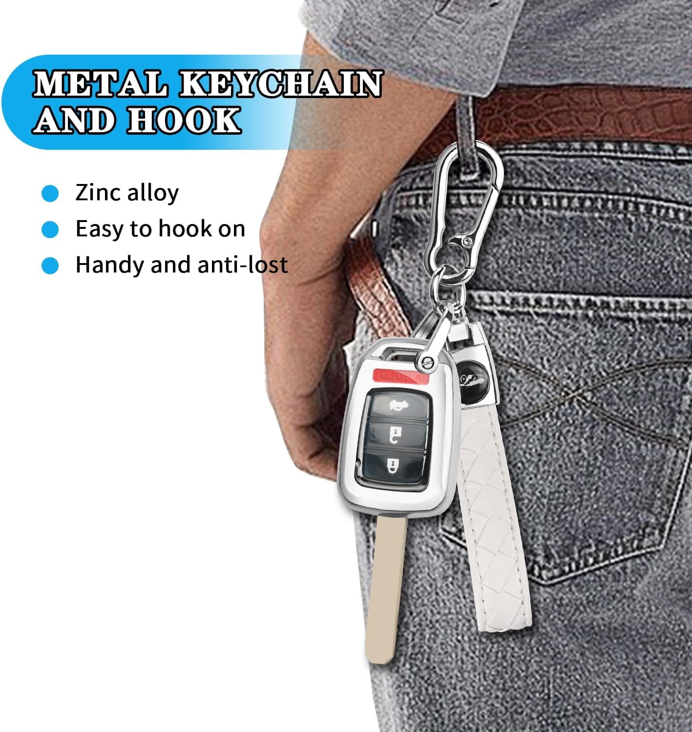 for Honda Key Fob Cover with Key Chain, Soft TPU Key Case Shell Full Protection for Sports Accord Civic CR-V HR-V LX,Silver