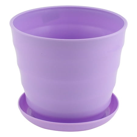 Unique Patio Unique Bargains Home Garden Patio Office Plastic Stripe Pattern Plant Holder Purple Flower Pot ()