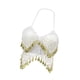 thumbnail image 3 of Traje de danza del vientre con top corto de lentejuelas, sujetador con lentejuelas para fiestas en clubes y mujeres adultas. Blanco, 3 of 9
